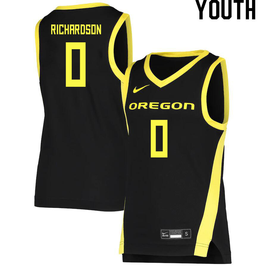 Youth # #0 Will Richardson Oregon Ducks College Basketball Jerseys Sale-Black